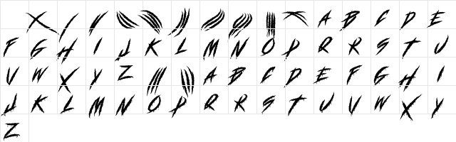 DEADLY CLAWS[ Regular Character Map DEADLY CLAWS[ Regular Character Map