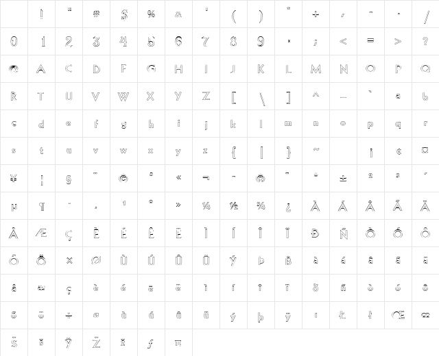 Kufi LT Outline Regular Character Map Kufi LT Outline Regular Character Map