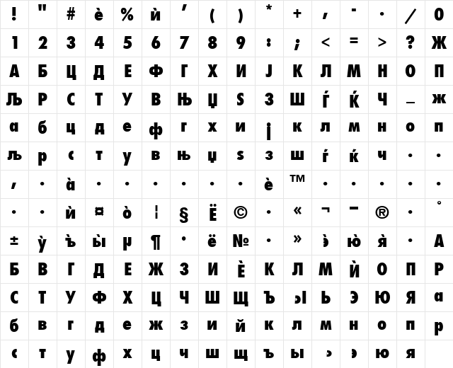 X_Fuji ExtraBold Character Map