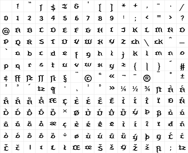 BelugaLL Medium Character Map