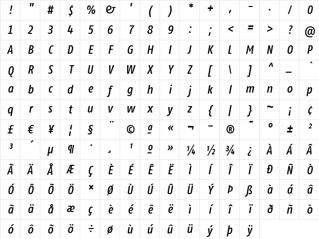 FagoCoTf ItalicMedium Character Map FagoCoTf ItalicMedium Character Map