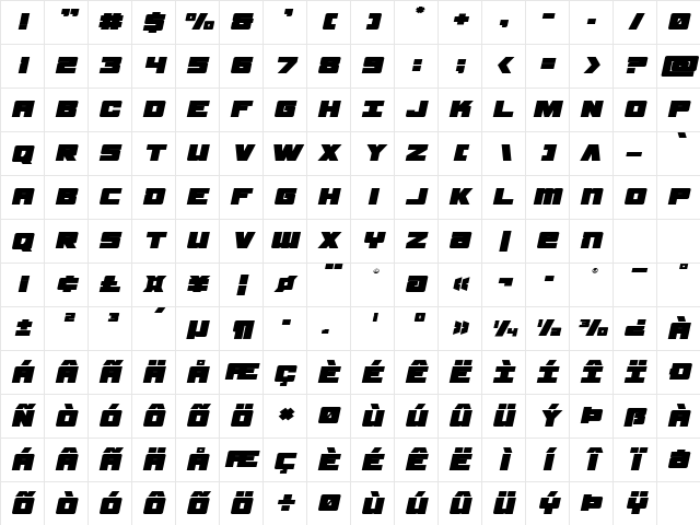 Samurai Terrapin Expanded Italic Expanded Italic Character Map Samurai Terrapin Expanded Italic Expanded Italic Character Map
