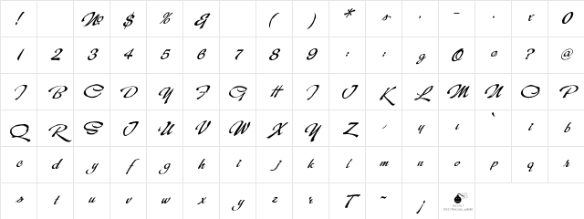 LHF Red Sable Script REGULAR Regular Character Map LHF Red Sable Script REGULAR Regular Character Map
