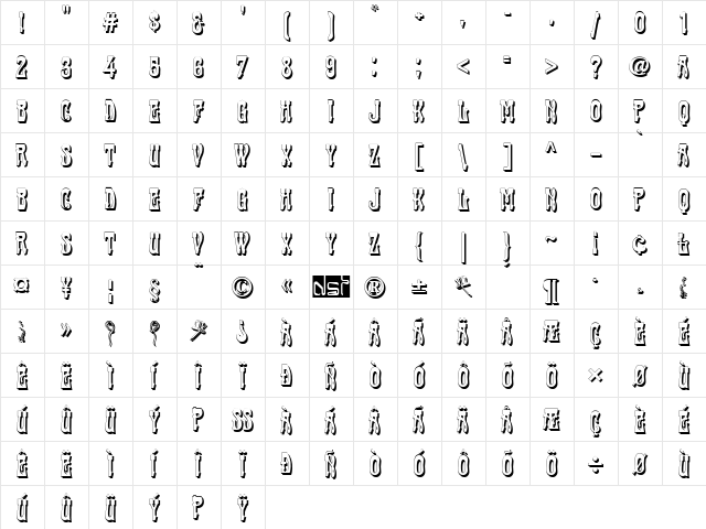 Cabaret Shadow Regular Character Map