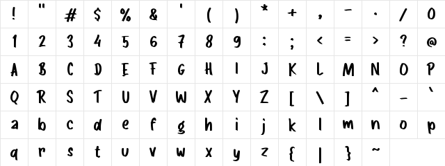 g Geraham Regular Character Map