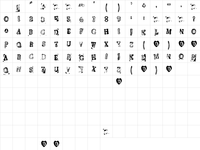 YikesBikes Regular Character Map YikesBikes Regular Character Map