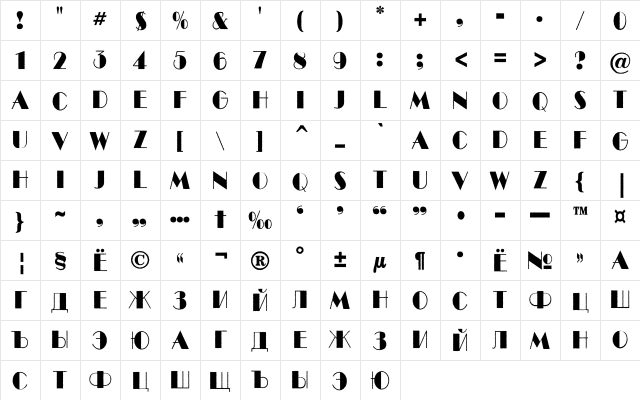 a_BentTitulRoughNr Regular Character Map