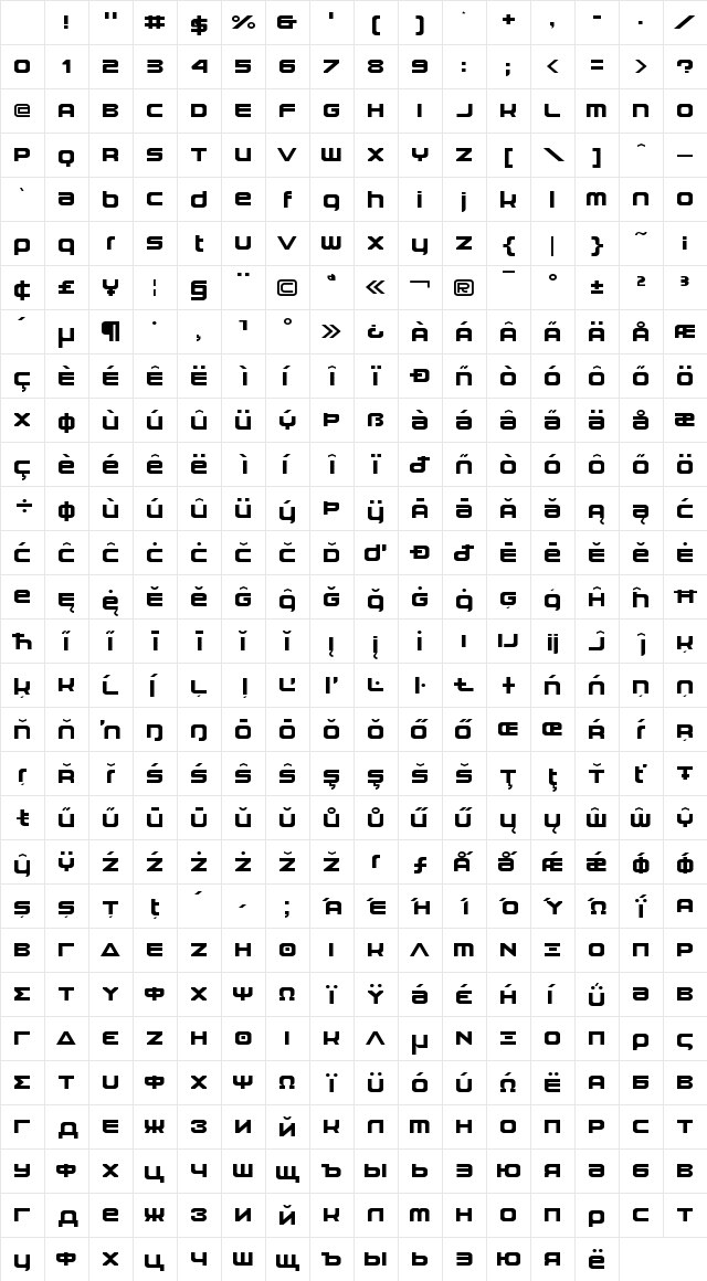Hemico Regular Character Map Hemico Regular Character Map