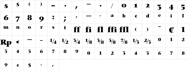 NofretExpert Bold Character Map