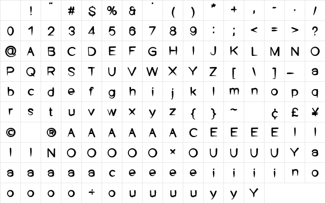 ST Hanekam Ink Character Map ST Hanekam Ink Character Map