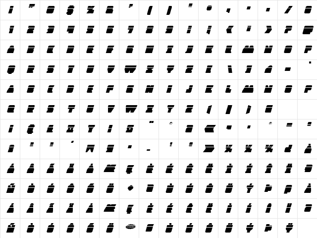 Contour of Duty Laser Italic Italic Character Map