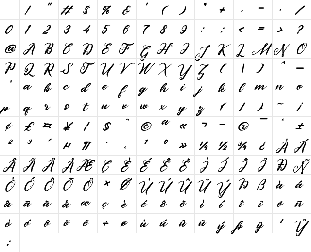 lotus Regular Character Map