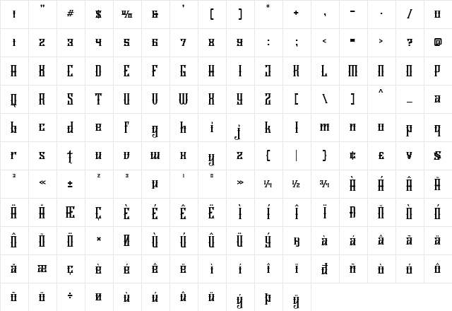 Jailetter Regular Character Map