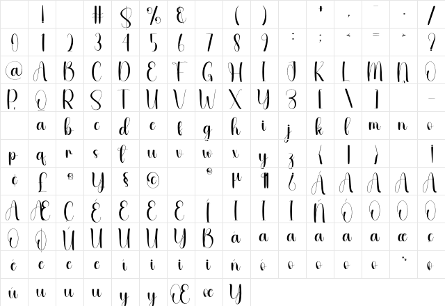 Wedding Style Regular Character Map Wedding Style Regular Character Map