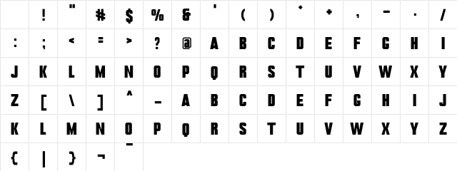 Blacky Regular Character Map Blacky Regular Character Map