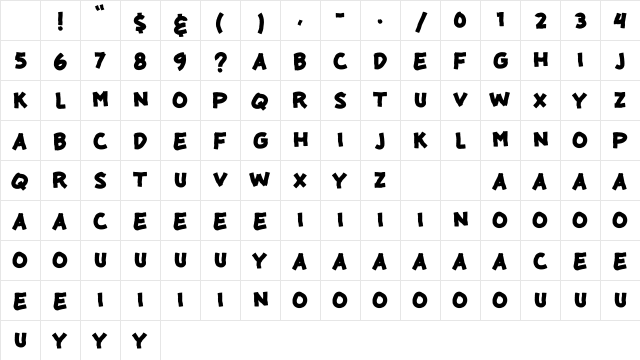 Jumpking Regular Character Map