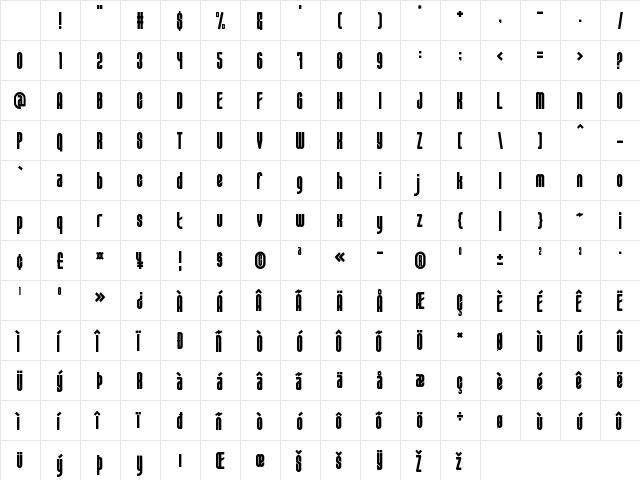 ASTEROID TYPE Regular Character Map