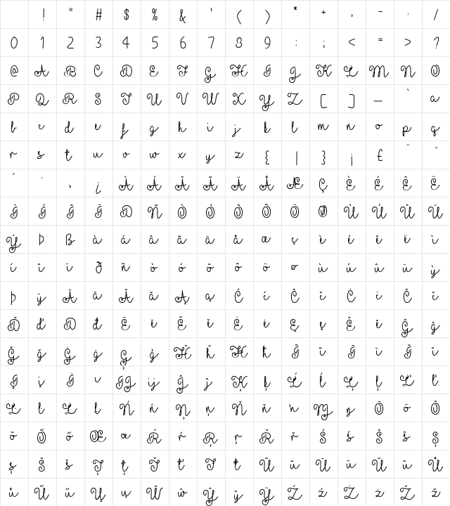 Yellow Butterflies Regular Character Map Yellow Butterflies Regular Character Map