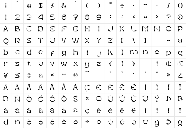 Silkeborg Regular Character Map