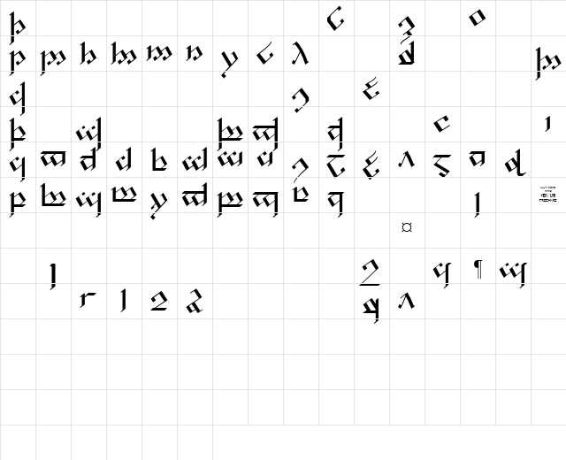 Tengwar Noldor-1 Regular Character Map