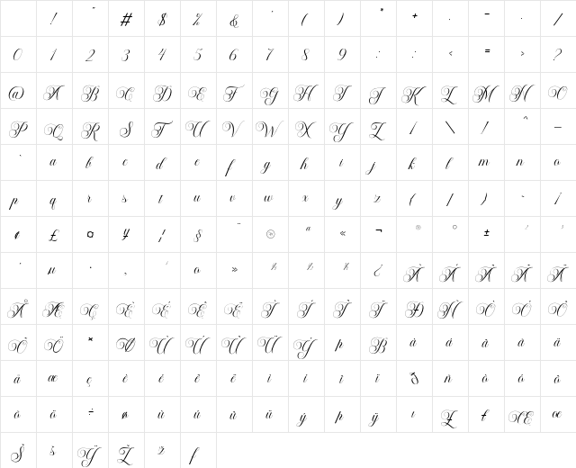 Bailenson Regular Character Map Bailenson Regular Character Map
