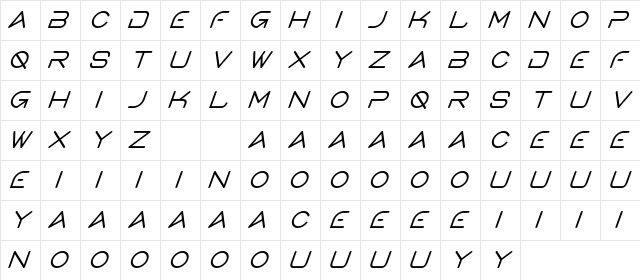 Gerth Demo Italic Character Map