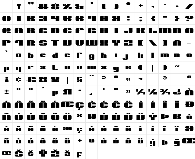 Nolo Contendre Expanded Character Map