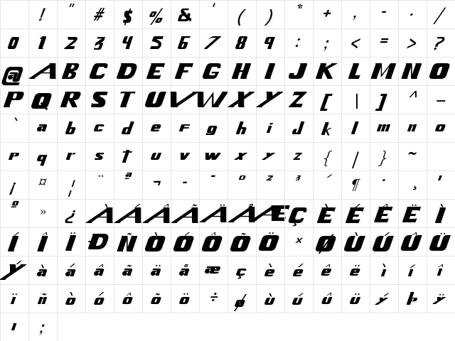 Xenogears Regular Character Map