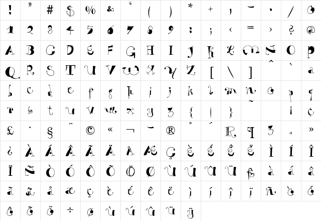 WhyNot Regular Character Map WhyNot Regular Character Map
