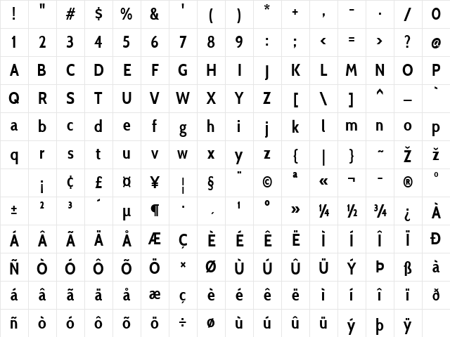 Cabin Condensed Bold Character Map Cabin Condensed Bold Character Map