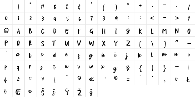 Exotic Queen Regular Character Map