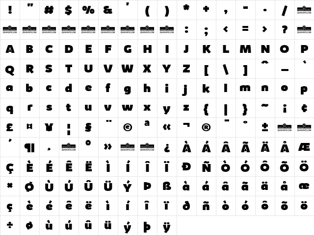 Kabrio Heavy Character Map