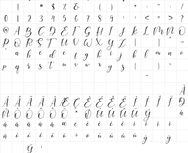 Ellise Regular Character Map