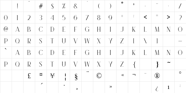 Brooke Regular Character Map Brooke Regular Character Map