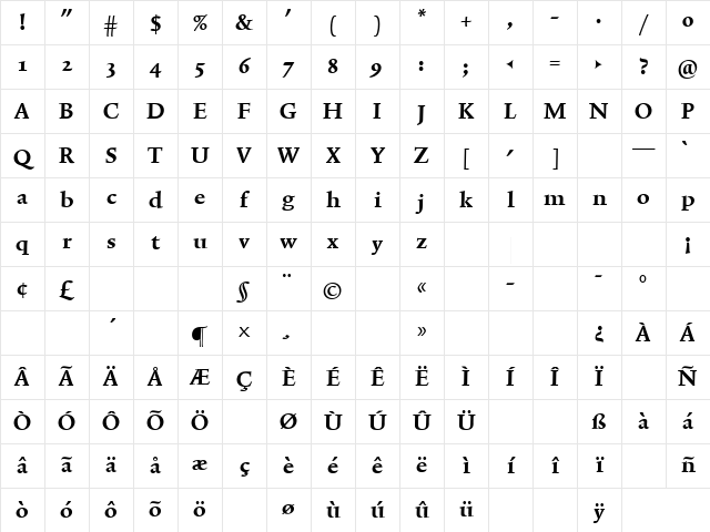 TriniteNo1 Bold Character Map TriniteNo1 Bold Character Map