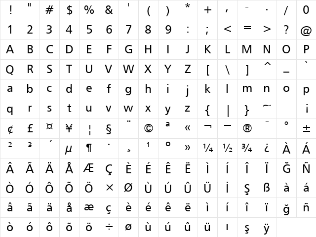 00499 Regular Character Map 00499 Regular Character Map
