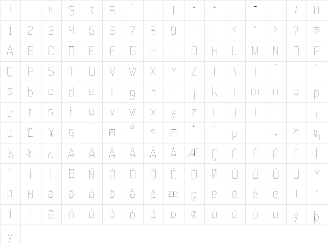 Tevegraphy Light Character Map