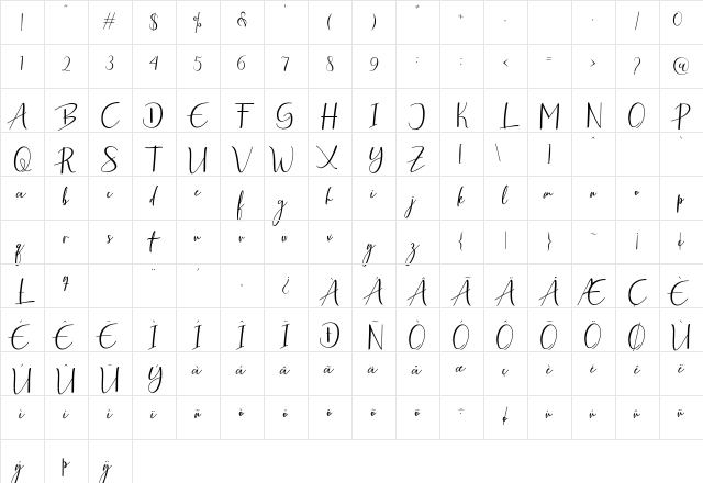 Antefand Regular Character Map