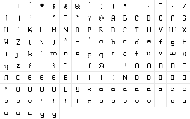 TRUMANS Regular Character Map