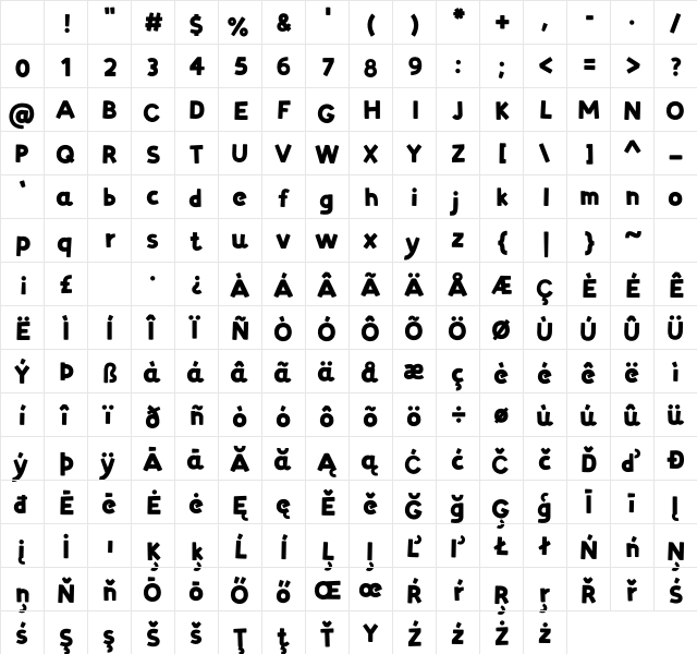 Zyzol Regular Character Map Zyzol Regular Character Map