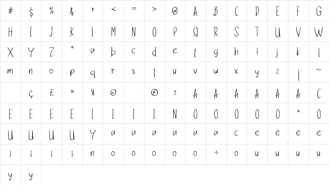 Yahatsu Pu Regular Character Map