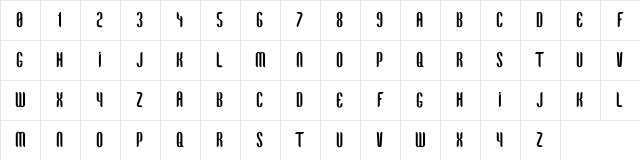 Bent-Knives Medium Character Map