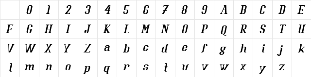 Batavia Glamore Bold Italic Character Map Batavia Glamore Bold Italic Character Map