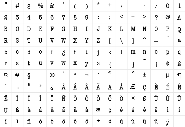 AmTypewriterCdMdITC Medium Character Map