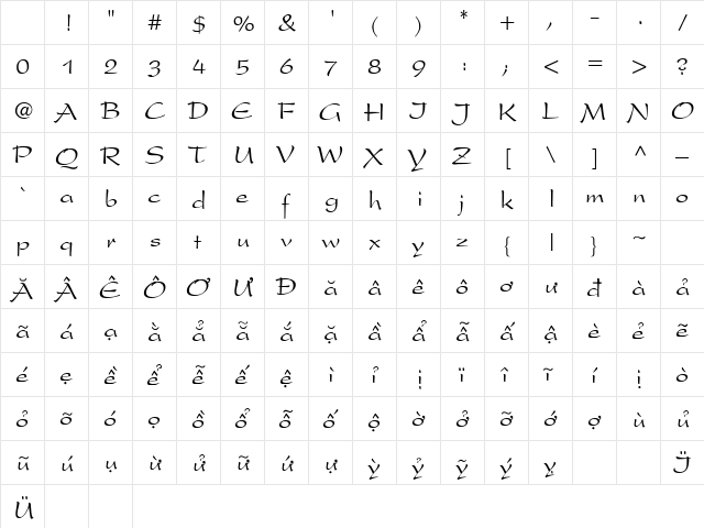 .VnPresent Medium Character Map .VnPresent Medium Character Map