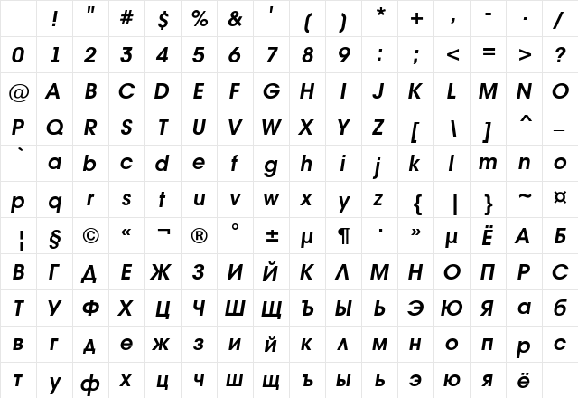 a_AvanteInt BoldItalic Character Map a_AvanteInt BoldItalic Character Map