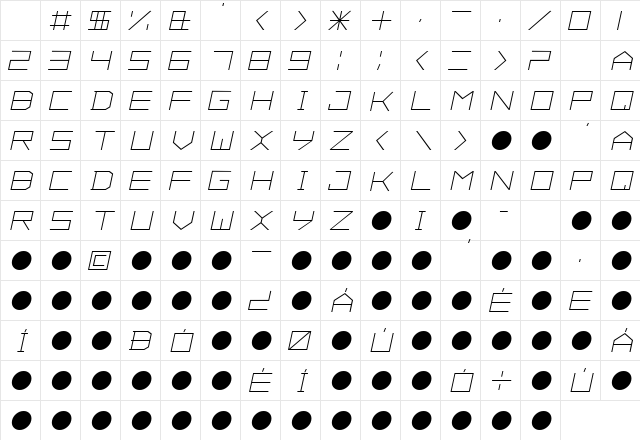 ALPHA Italic Character Map ALPHA Italic Character Map