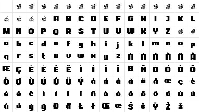 LAROF San Serif Regular Character Map