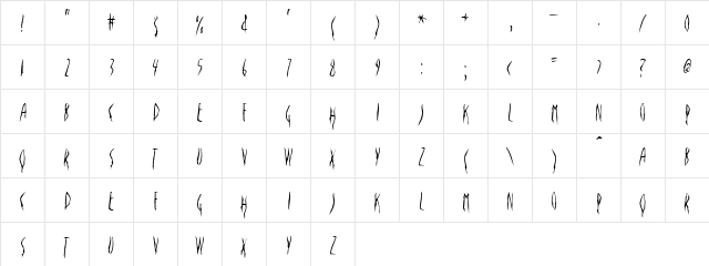 Lizard Tail Regular Character Map