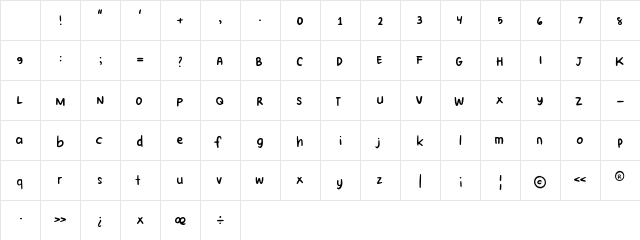 Suiren Regular Character Map